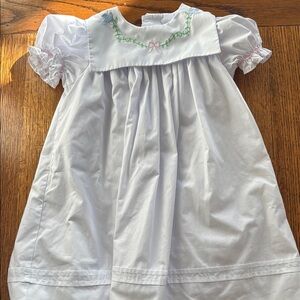 The Beaufort Bonnet Company White Dress with Pastel Embroidery